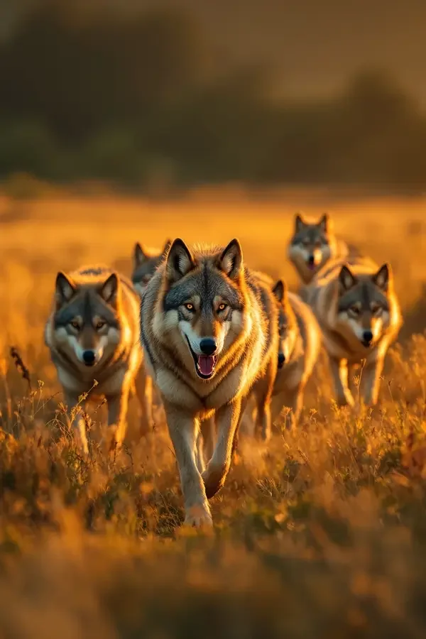 草原狼群 - 动物世界 - Grassland Wolf Pack